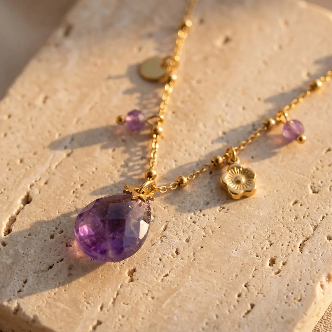 Collier et son Pendentif en Améthyste - Ovaline de Sérénité