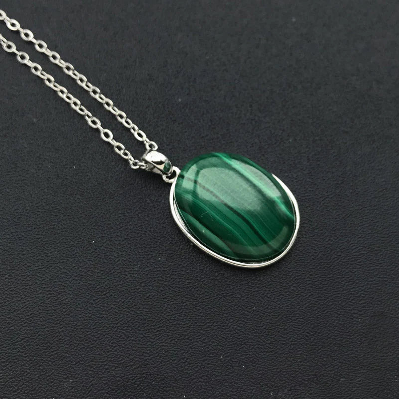 Pendentif "Vitalité Luxuriante" en Malachite & Argent