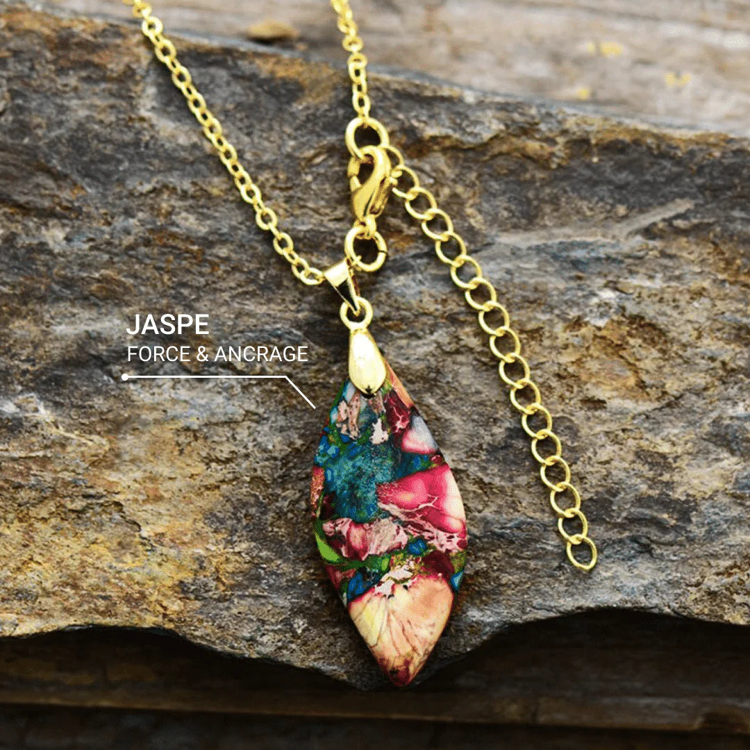 Collier Pendentif "Prisme Minéral" en Jaspe