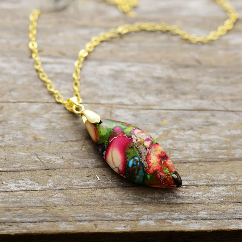 Collier Pendentif "Prisme Minéral" en Jaspe