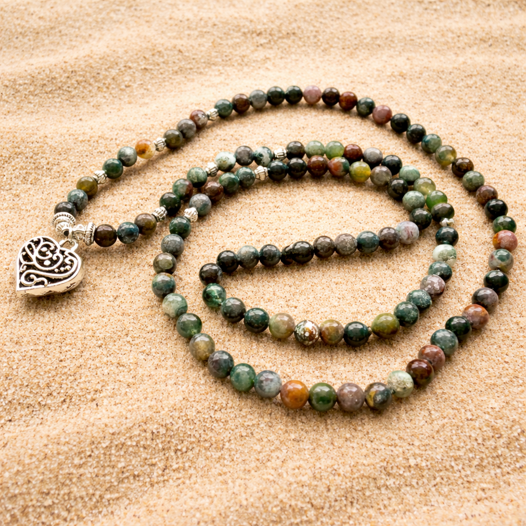 Bracelet Mala en Agate Indienne - Clarté Énergétique