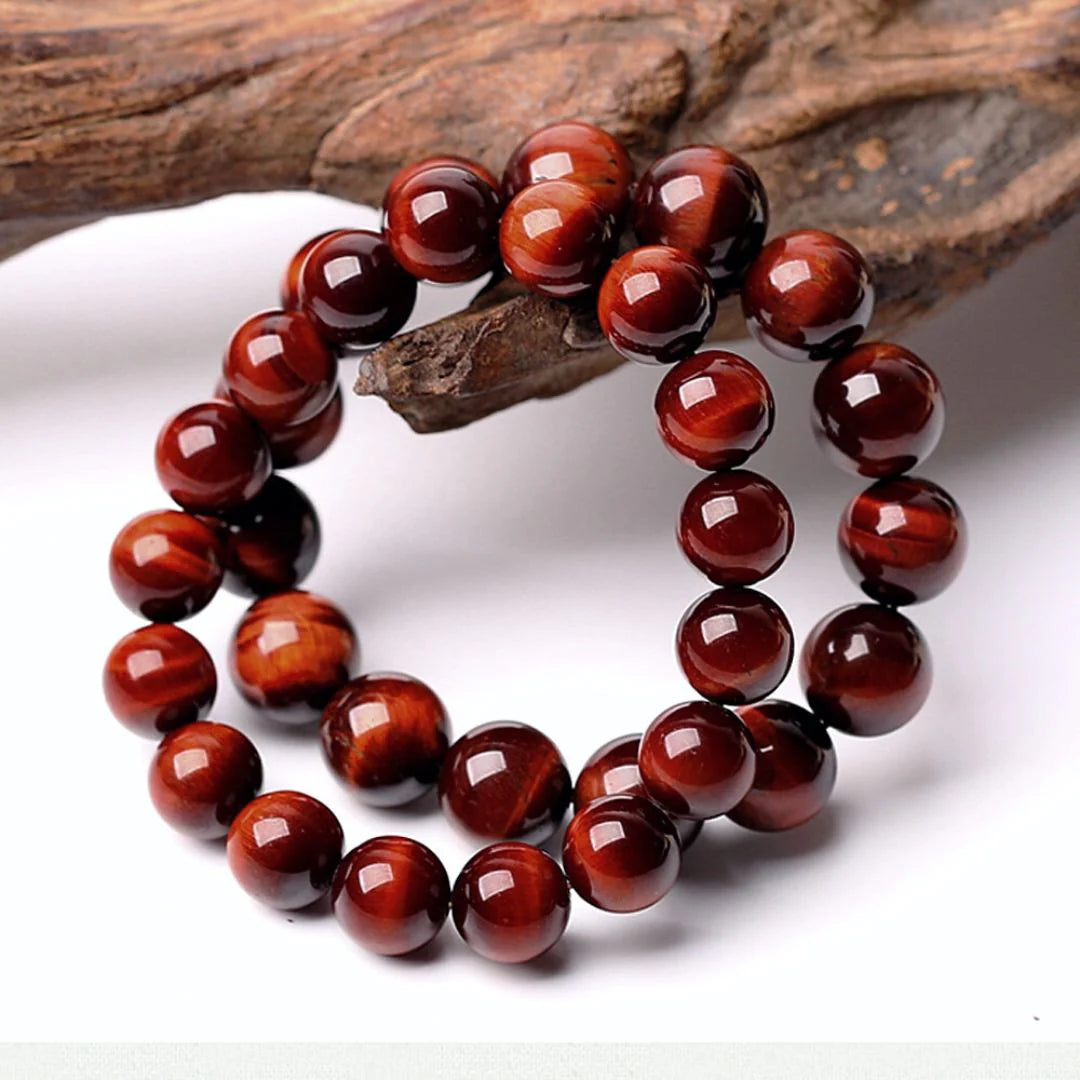 Bracelet en Œil de Taureau Rouge - Bouclier des Anciens