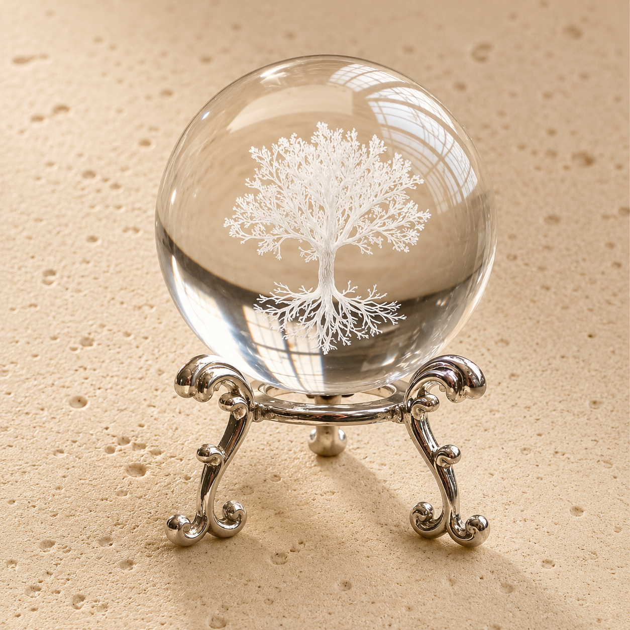 Boule de Cristal - Fleur de Lotus (avec Support)