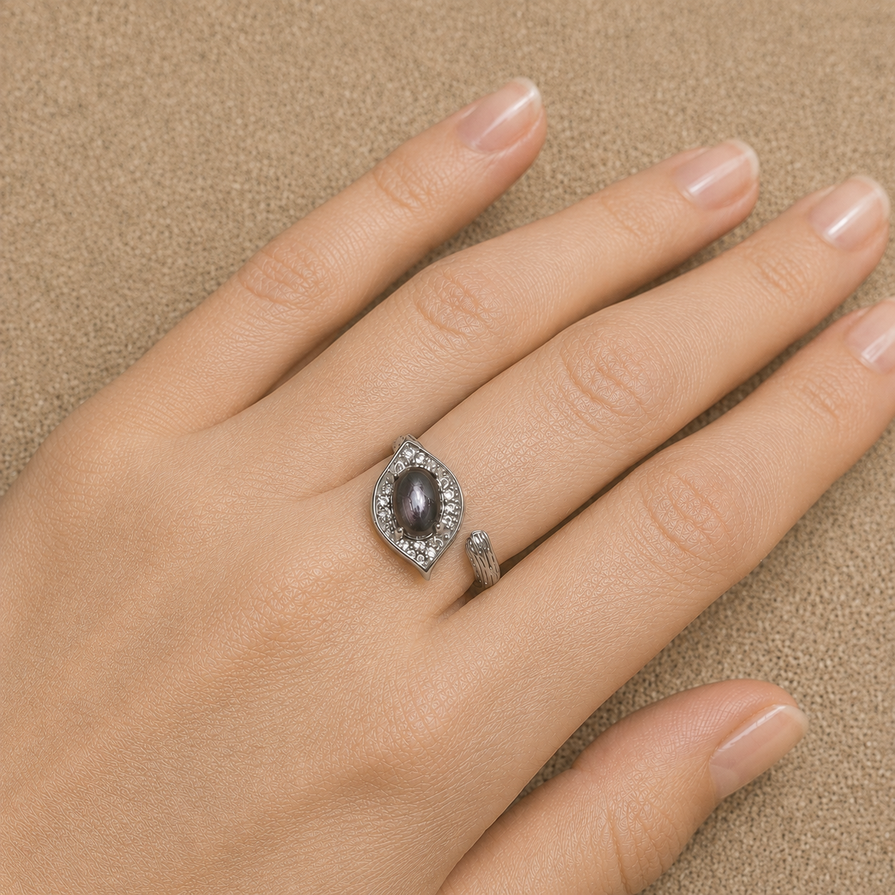 Bague en Obsidienne Dorée & Argent - Dhairya