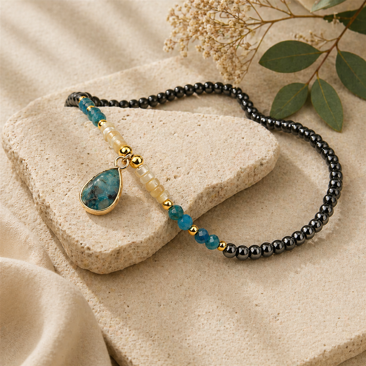 Collier en Apatite Naturelle - Goutte de Vitalité