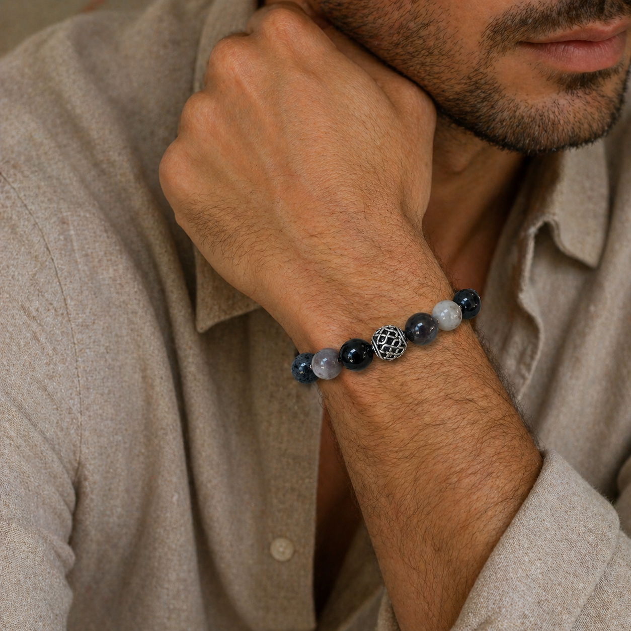 Bracelet Prestige en Agate, Obsidienne & Pierre de Lave - Cercle Vertueux
