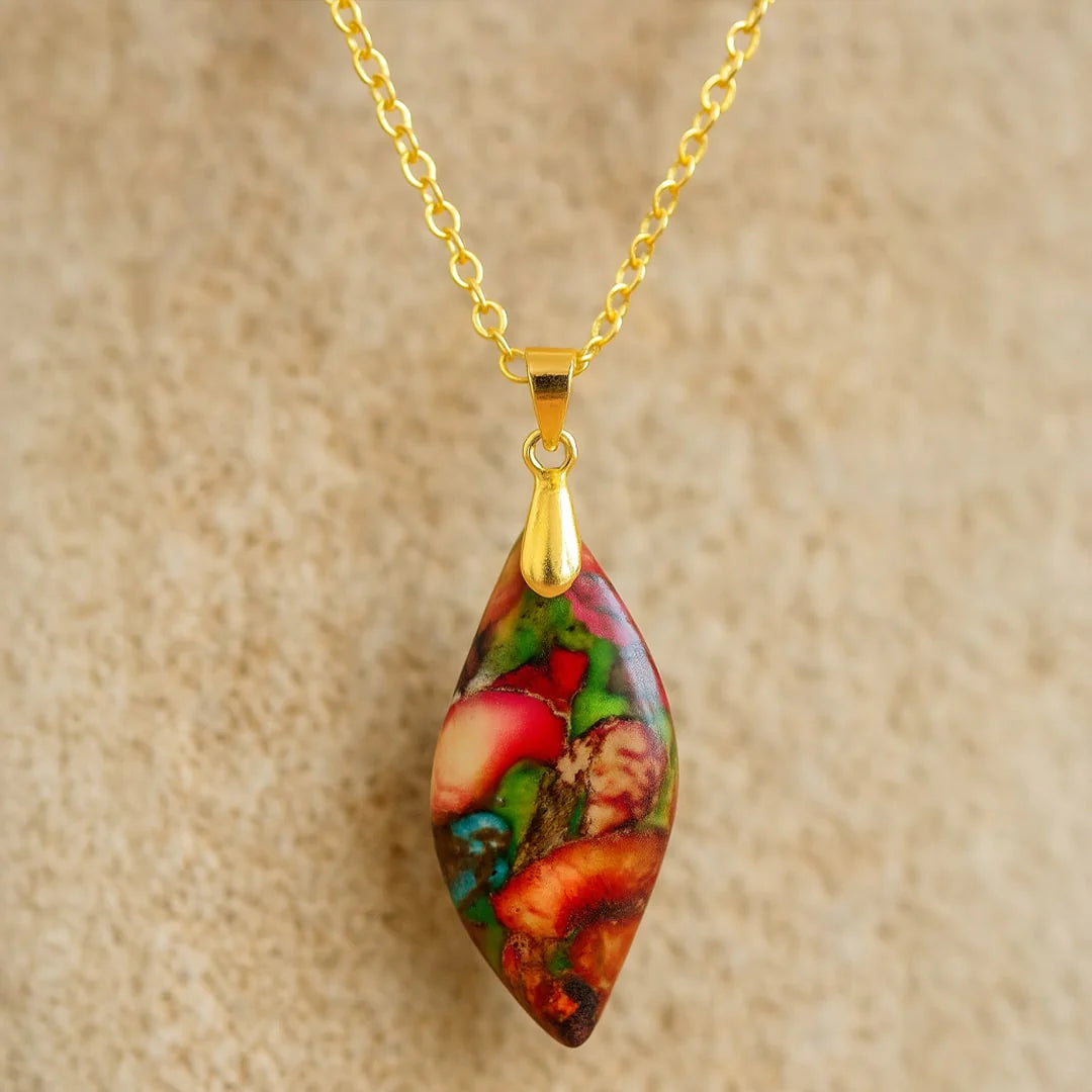 Collier Pendentif "Prisme Minéral" en Jaspe