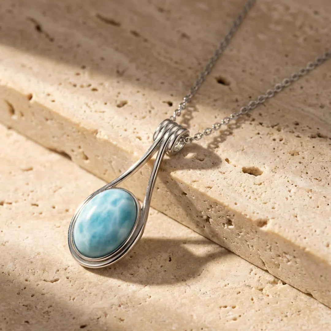 Pendentif en Larimar et Argent -  Reflet de Quiétude