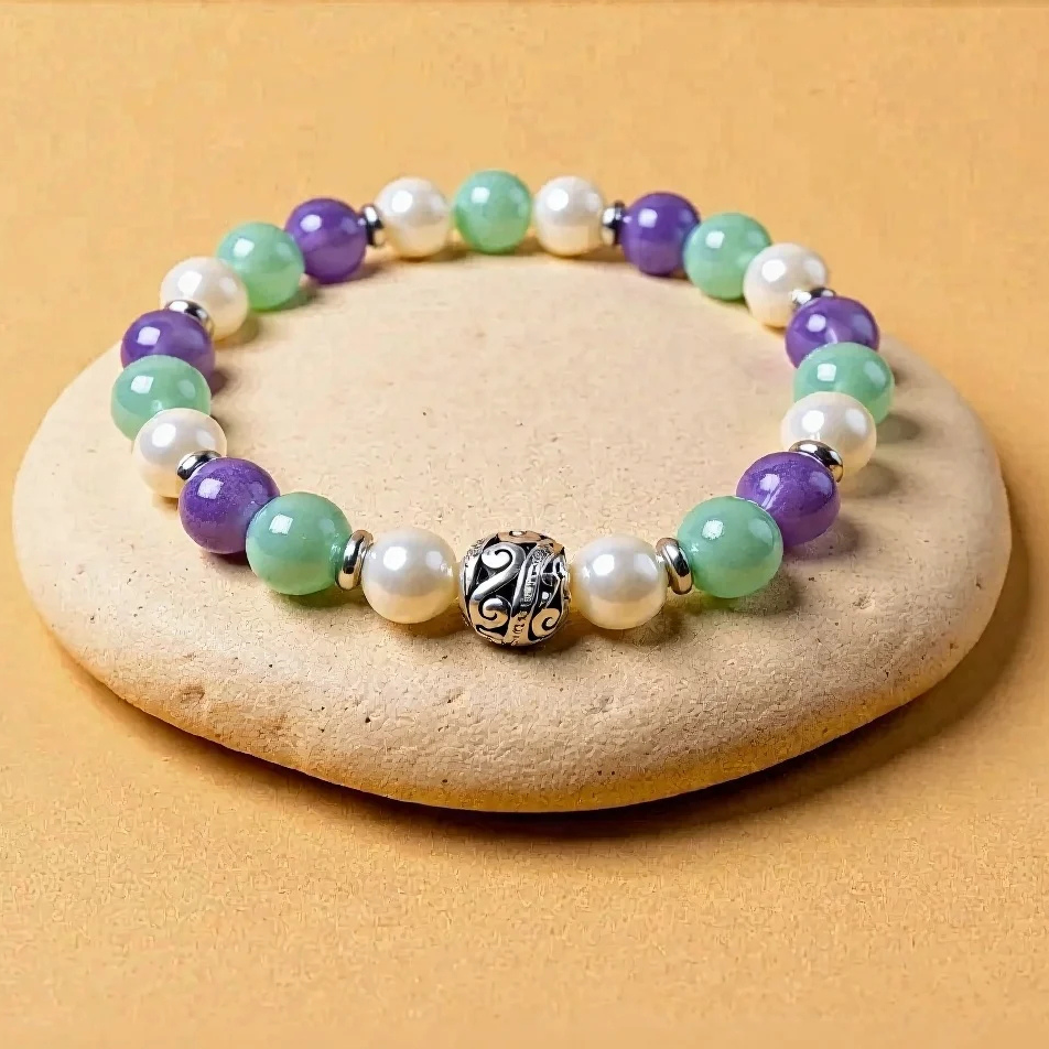 Bracelet en Aventurine, Améthyste & Pierre de Lune - Instant Zen