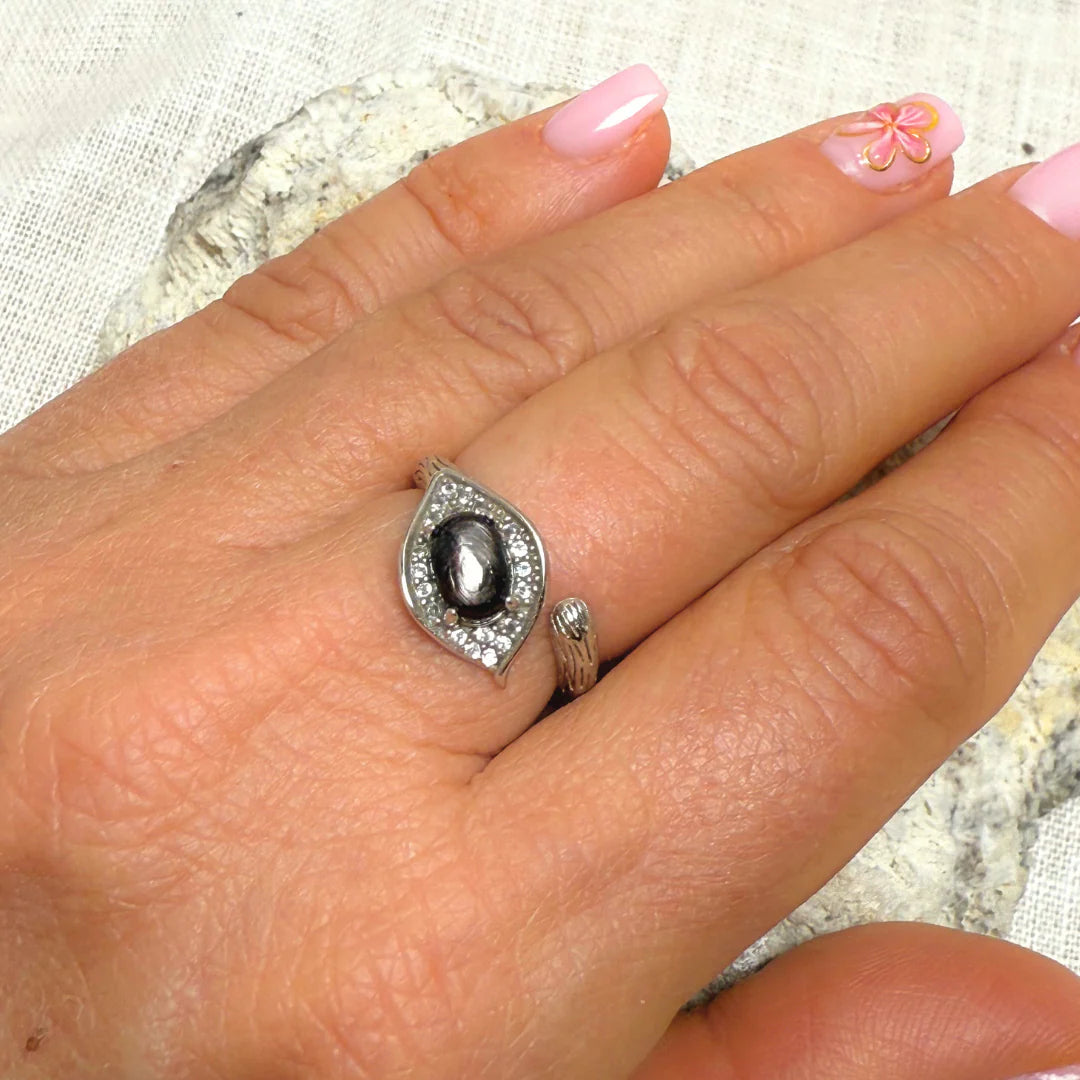 Bague en Obsidienne Dorée & Argent - Dhairya