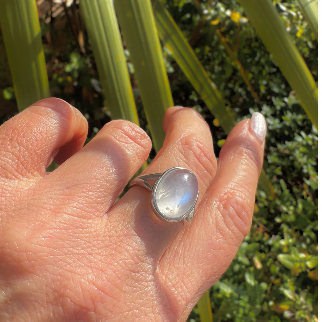 Bague en Pierre de Lune & Argent - Éveil de Lune