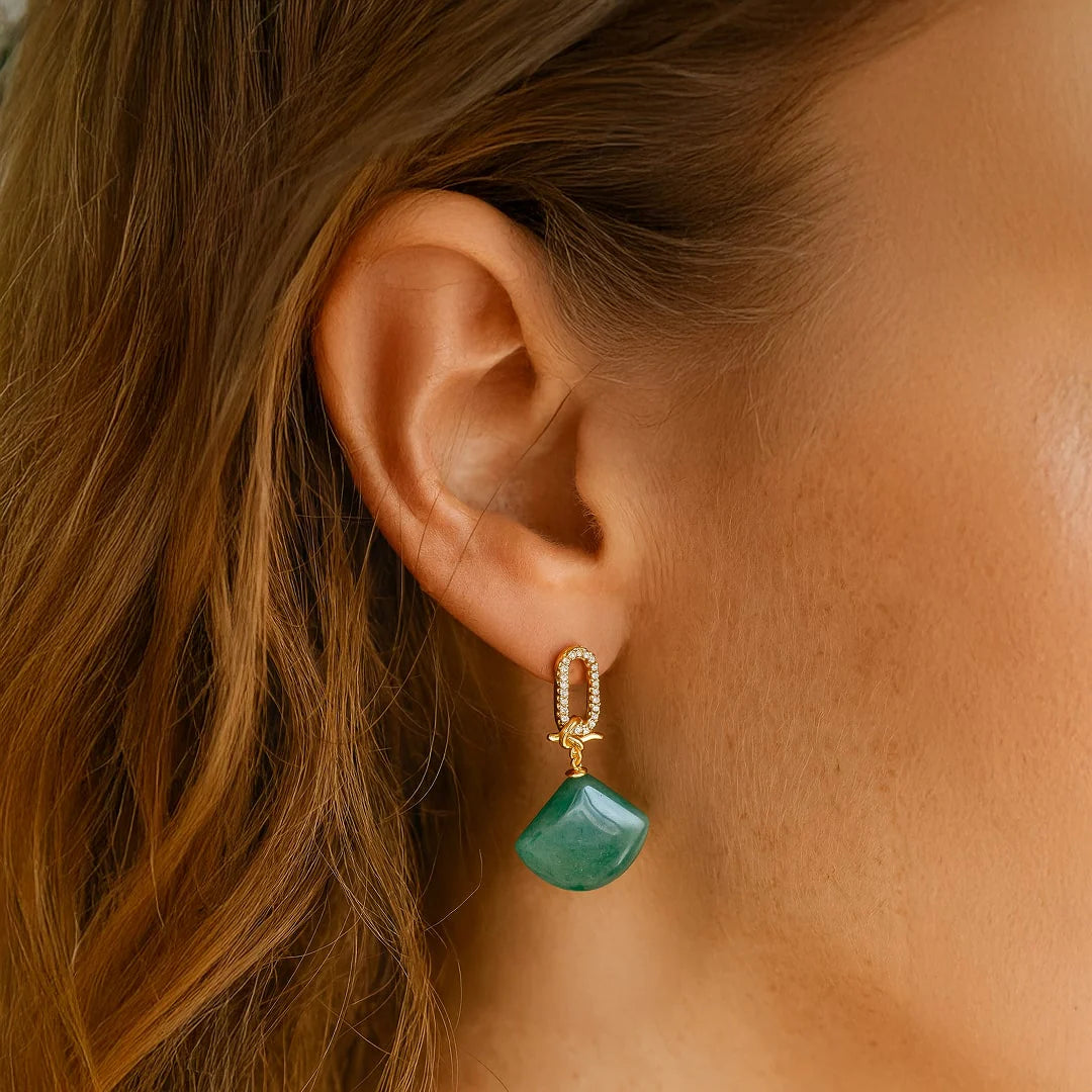 Boucles d'Oreilles Pendantes en Pierres Naturelles - Stabilité Intérieure