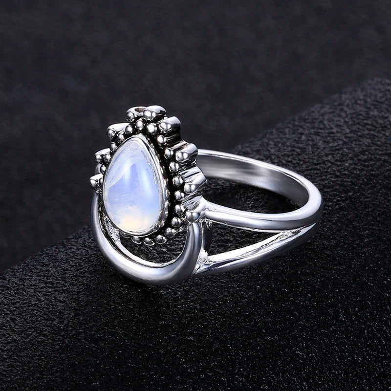 Bague "Lune des Sens" en Pierre de Lune & Argent