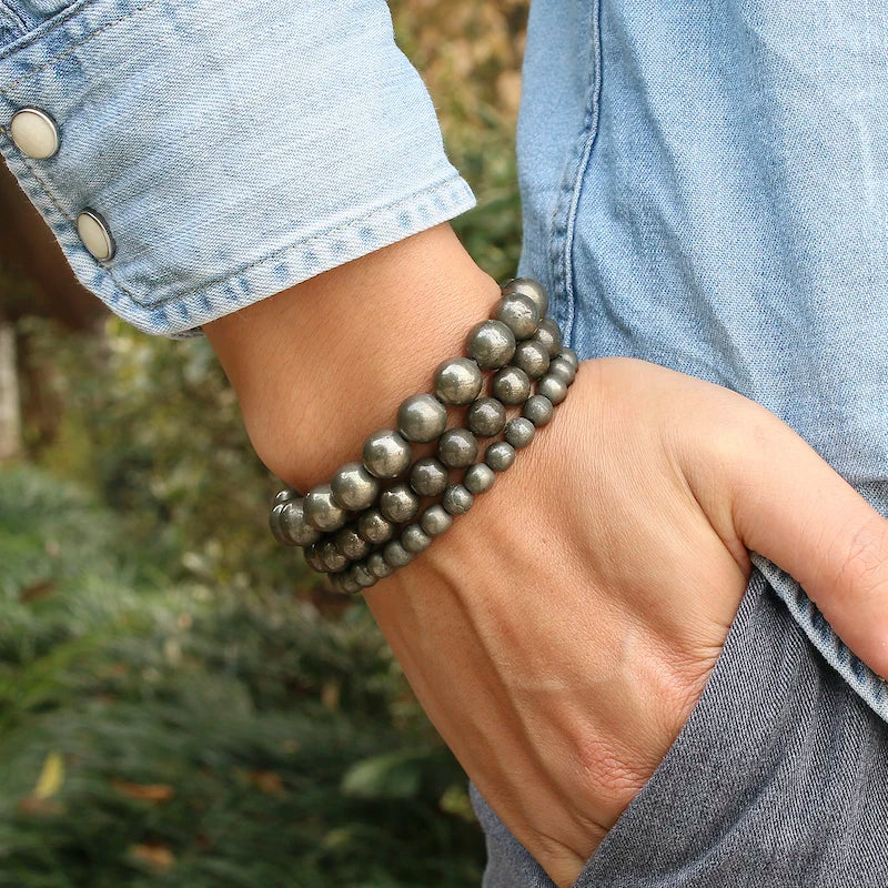 Bracelet en perles rondes de Pyrite - Lumière d’Opulence