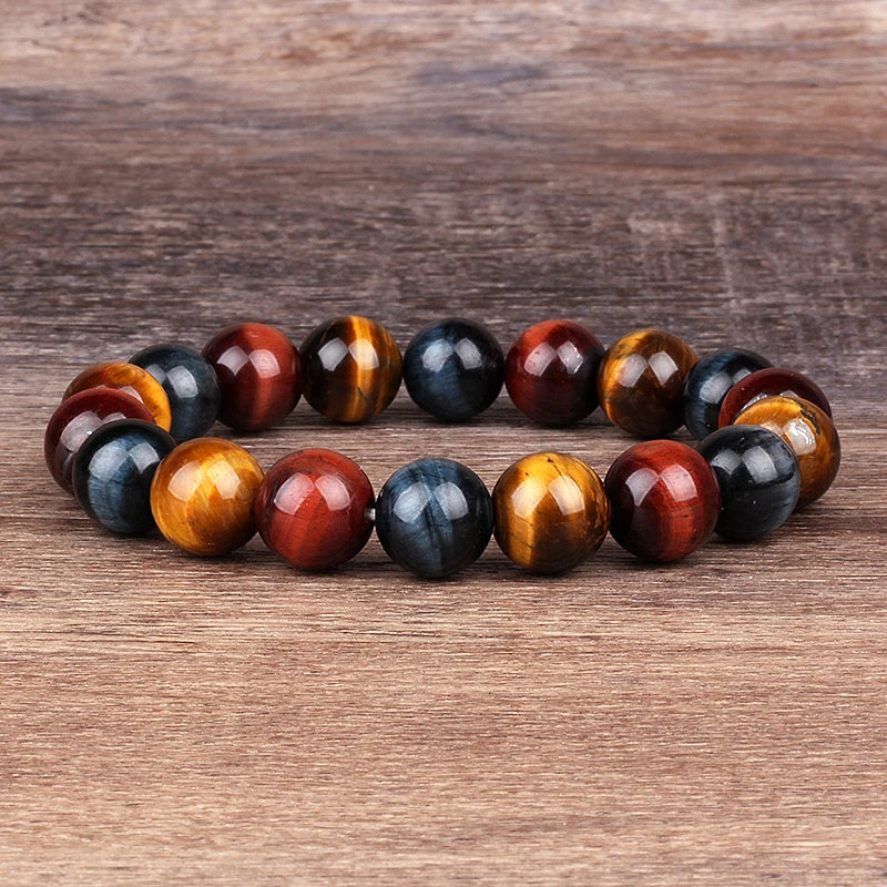 Bracelet "Sentinelle" en Oeil de Tigre, Taureau & Faucon