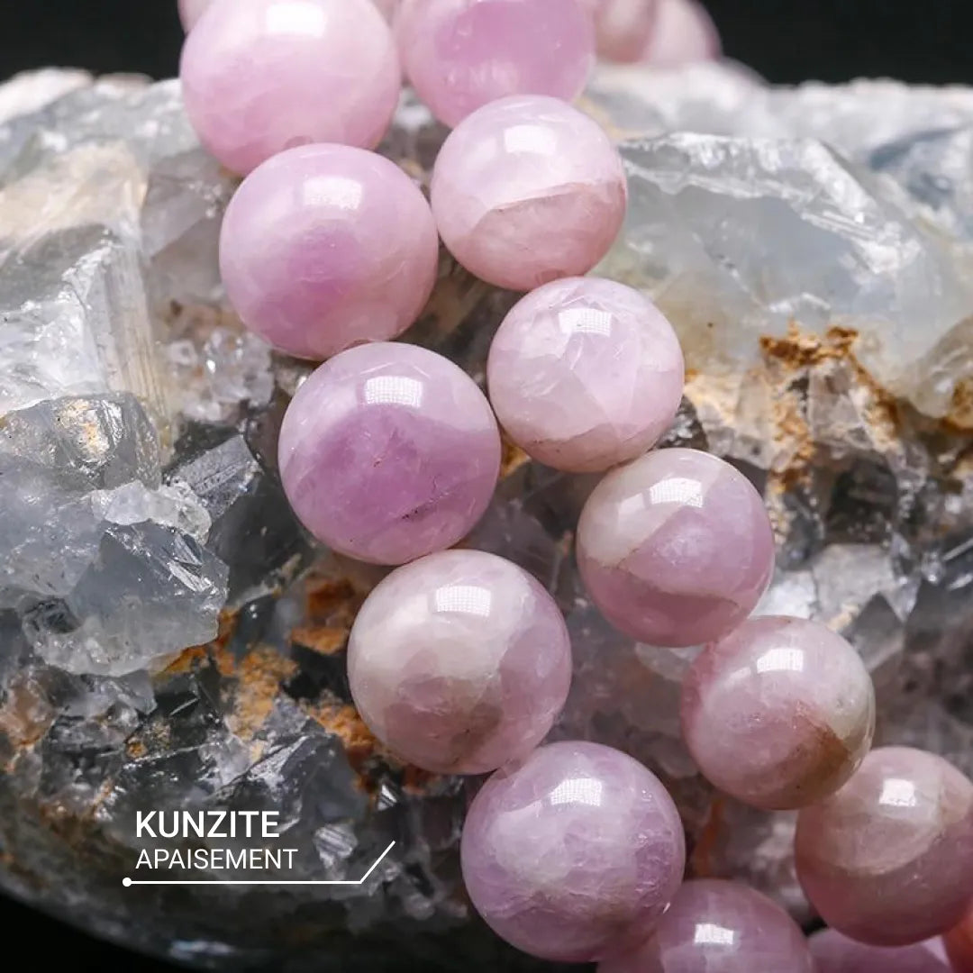 Bracelet en perles de Kunzite Naturelle - Murmure du Coeur