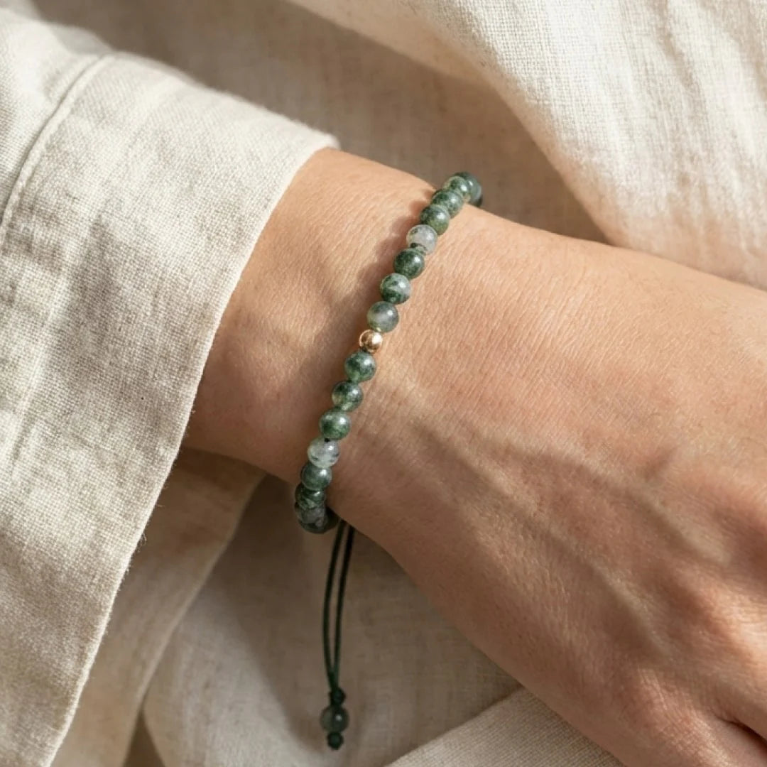 Bracelet Ajustable en Agate Mousse - Sérénité