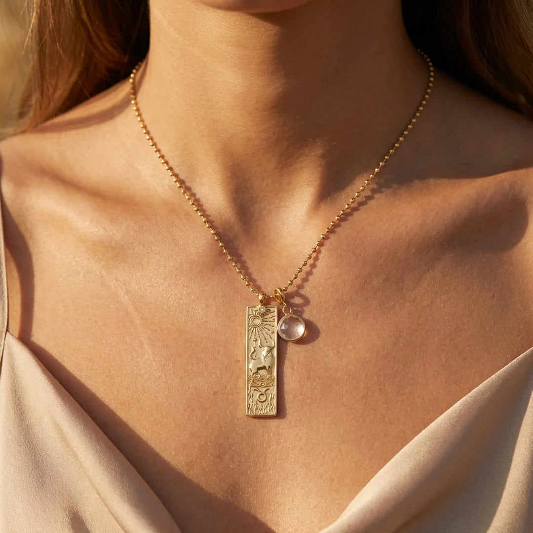 Collier Pendentif - Signe Astrologique & sa Pierre Naturelle