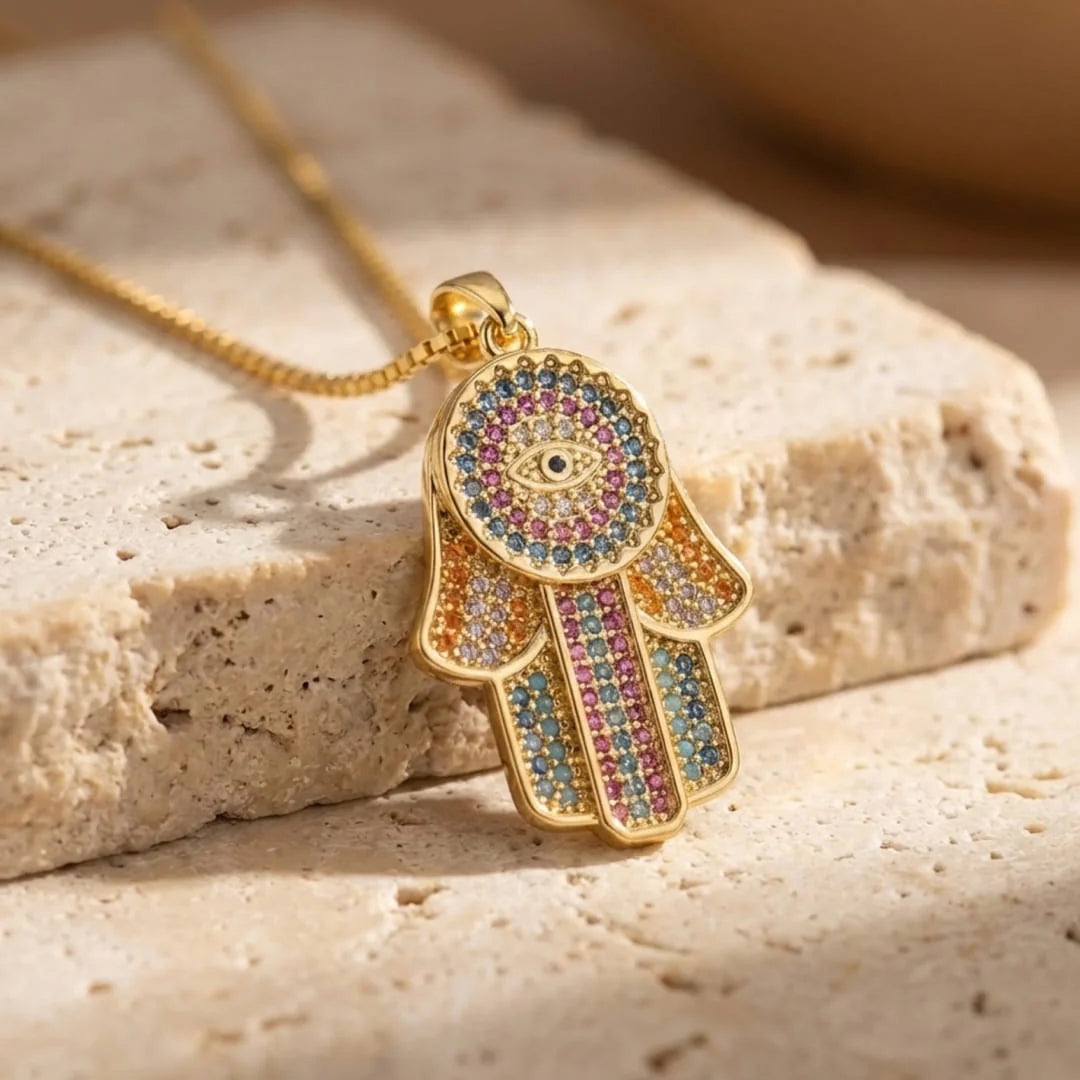 Collier et son Pendentif Hamsa - Eclat & Protection