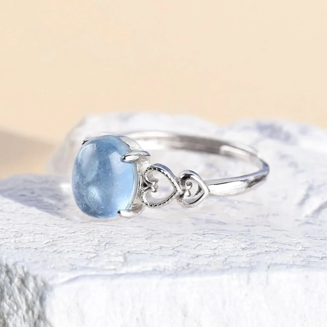 Bague Ajustable en Aigue-Marine - Joyau des Mers