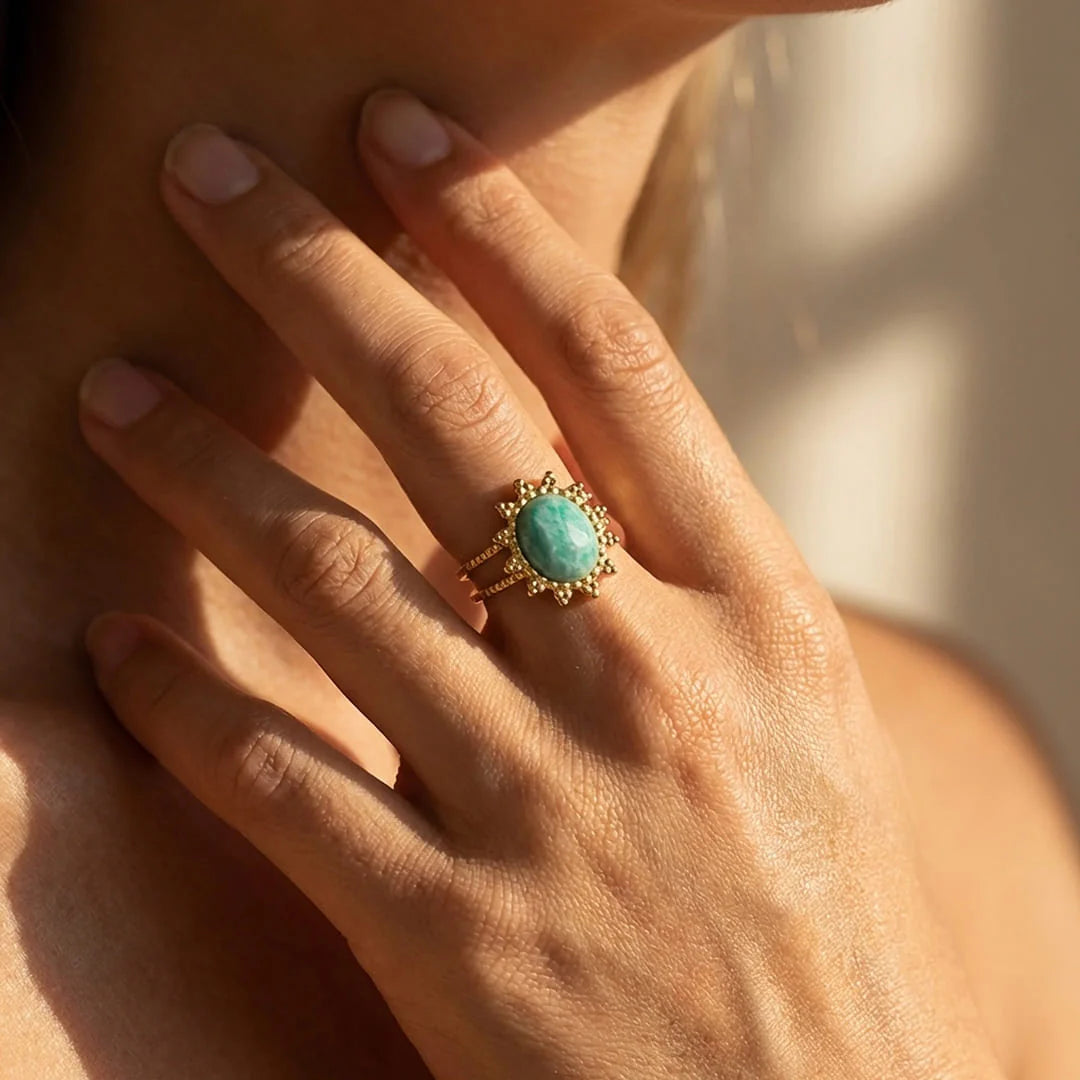 Bague Anti-Stress en Amazonite - Lumière Florale