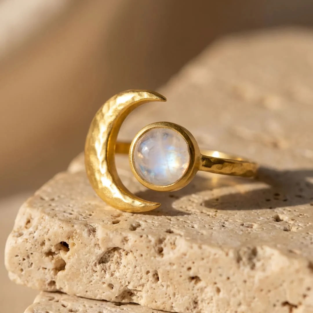 Bague  Ajustable en Pierre de Lune - Clair de Lune