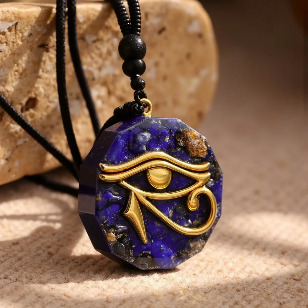 Pendentif Orgonite en Lapis Lazuli ou Obsidienne - Oeil d'Horus