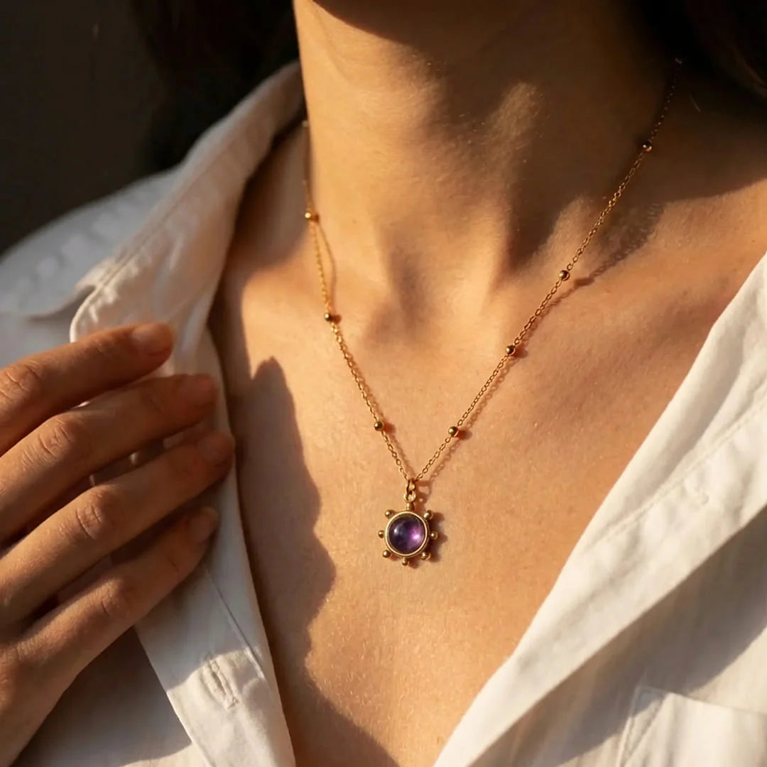 Pendentif Soleil en Améthyste - Astre Divin