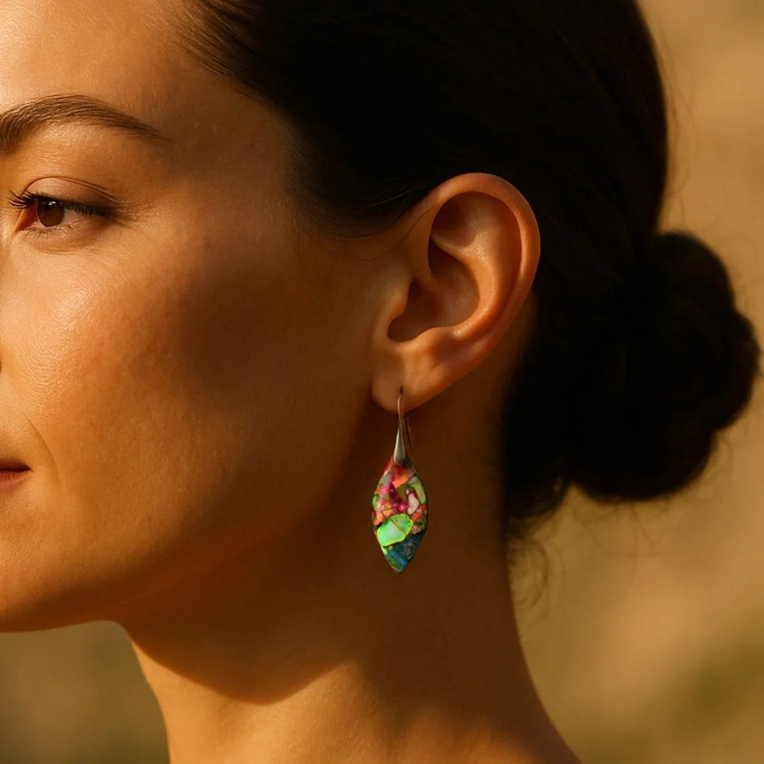 Boucles d'Oreilles en Jaspe - Arlequin