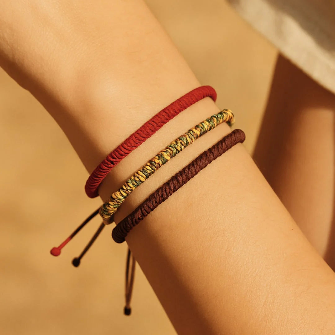 Trio de Bracelets Tibétains "Porte-Bonheur"