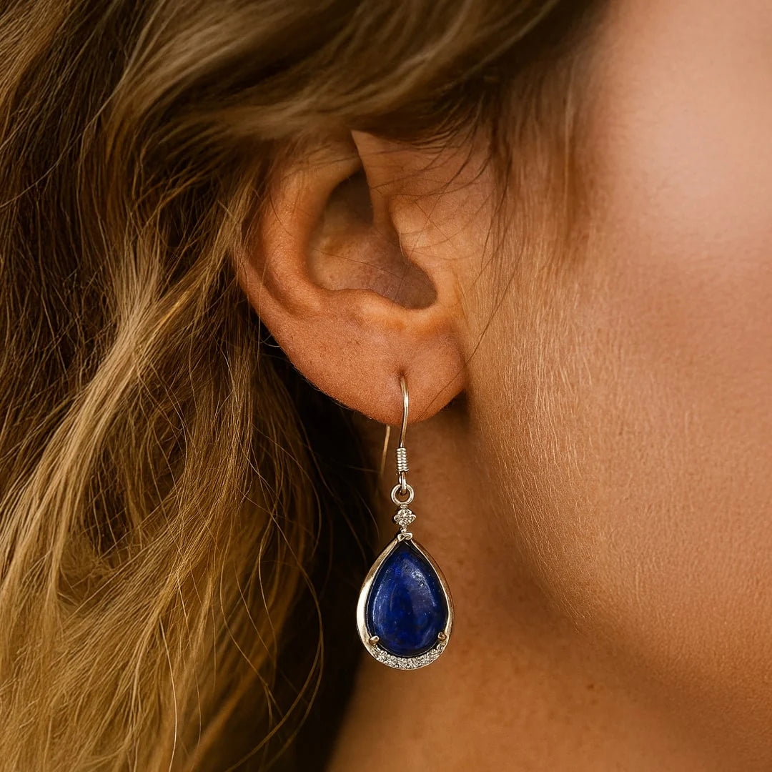 Boucles d'Oreilles "Epure Céleste" en Lapis Lazuli
