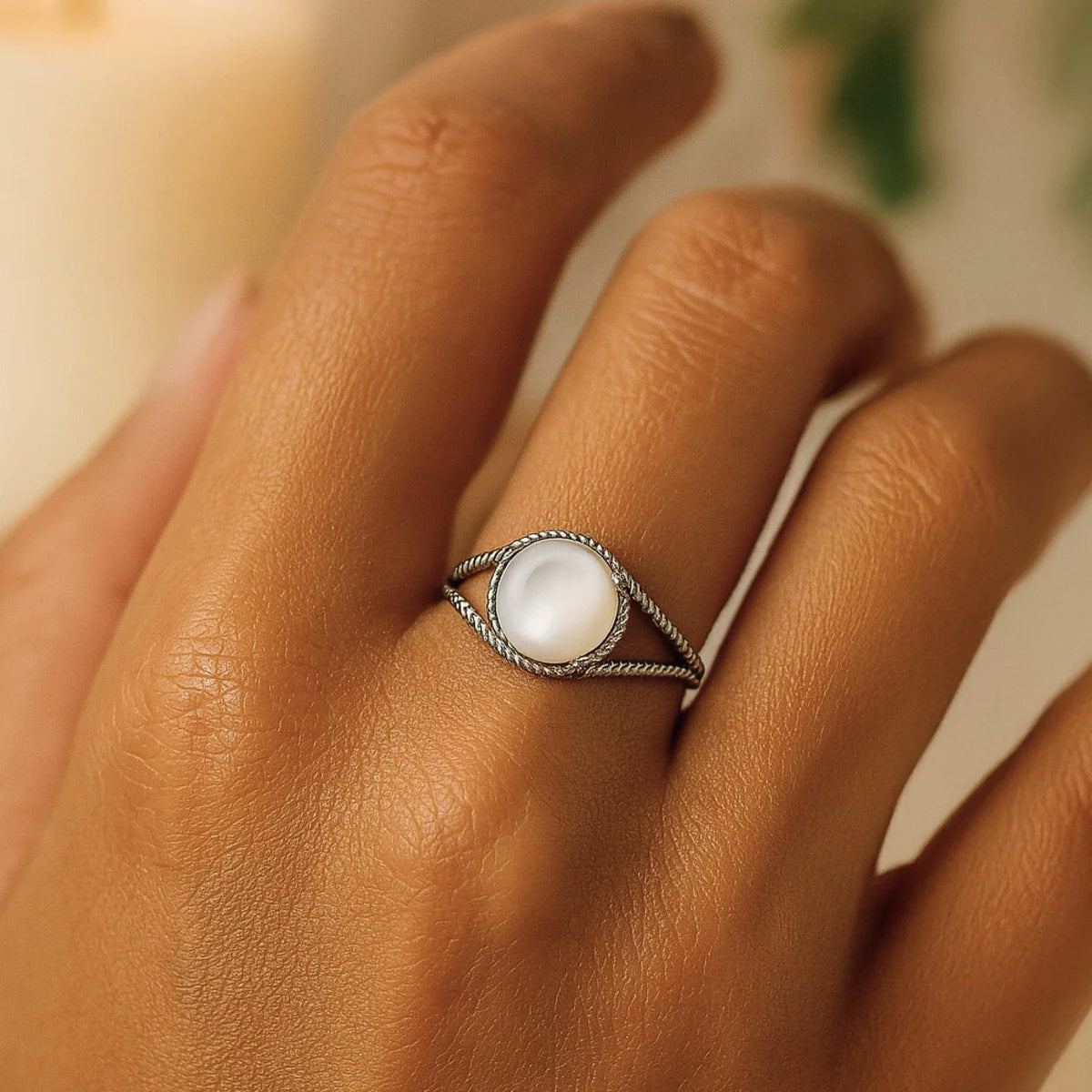 Bague Ajustable en Nacre - Nouméa