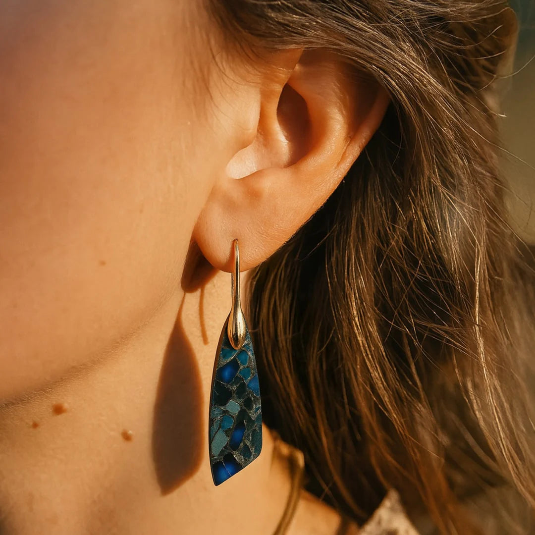 Boucles d'Oreilles en Jaspe Bleu - Univers Céleste