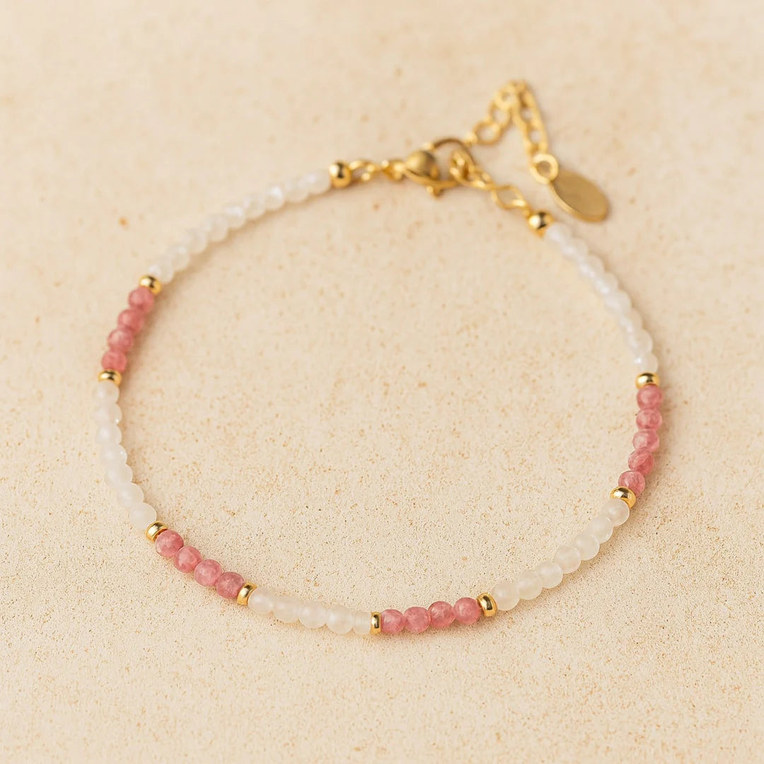 Bracelet Fin en Tourmaline Rose & Pierres Naturelles - Symphonie Minérale