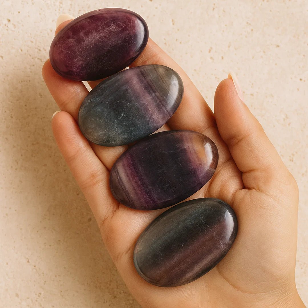 Galet en Fluorite Arc en Ciel - Mémoire & Concentration