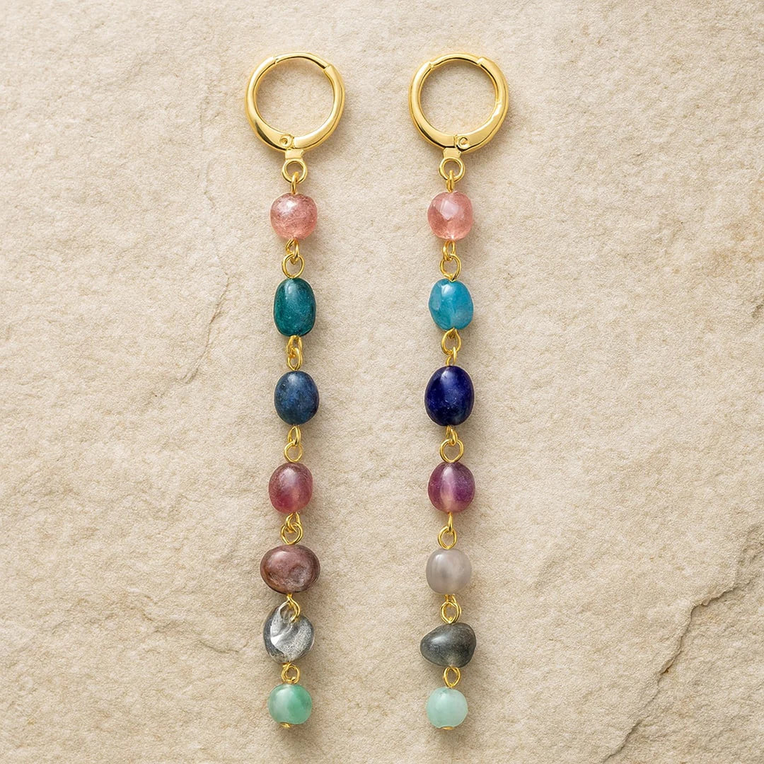 Boucles d'Oreilles "Cascade Bien-Être des 7 Chakras"