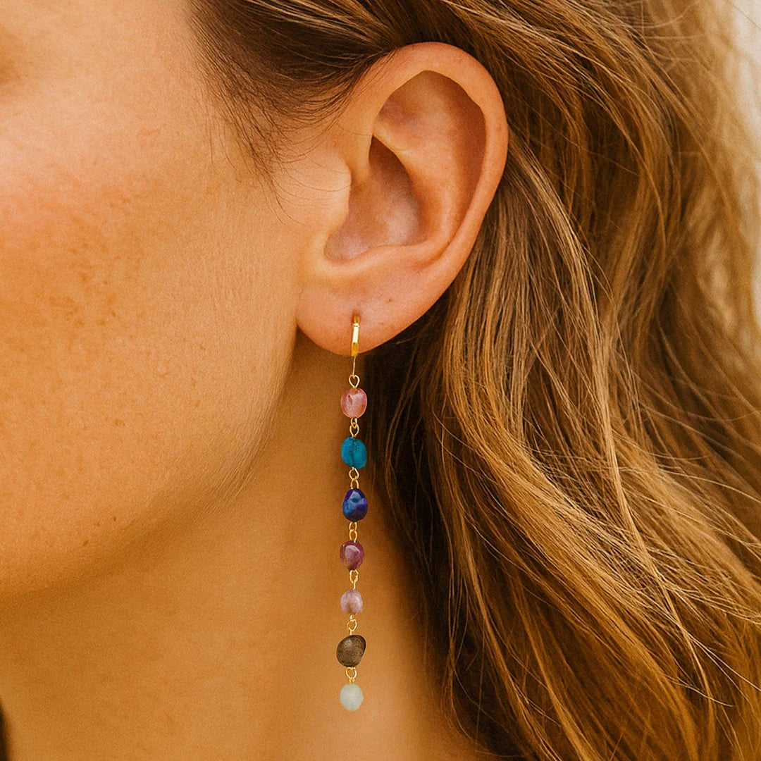 Boucles d'Oreilles "Cascade Bien-Être des 7 Chakras"