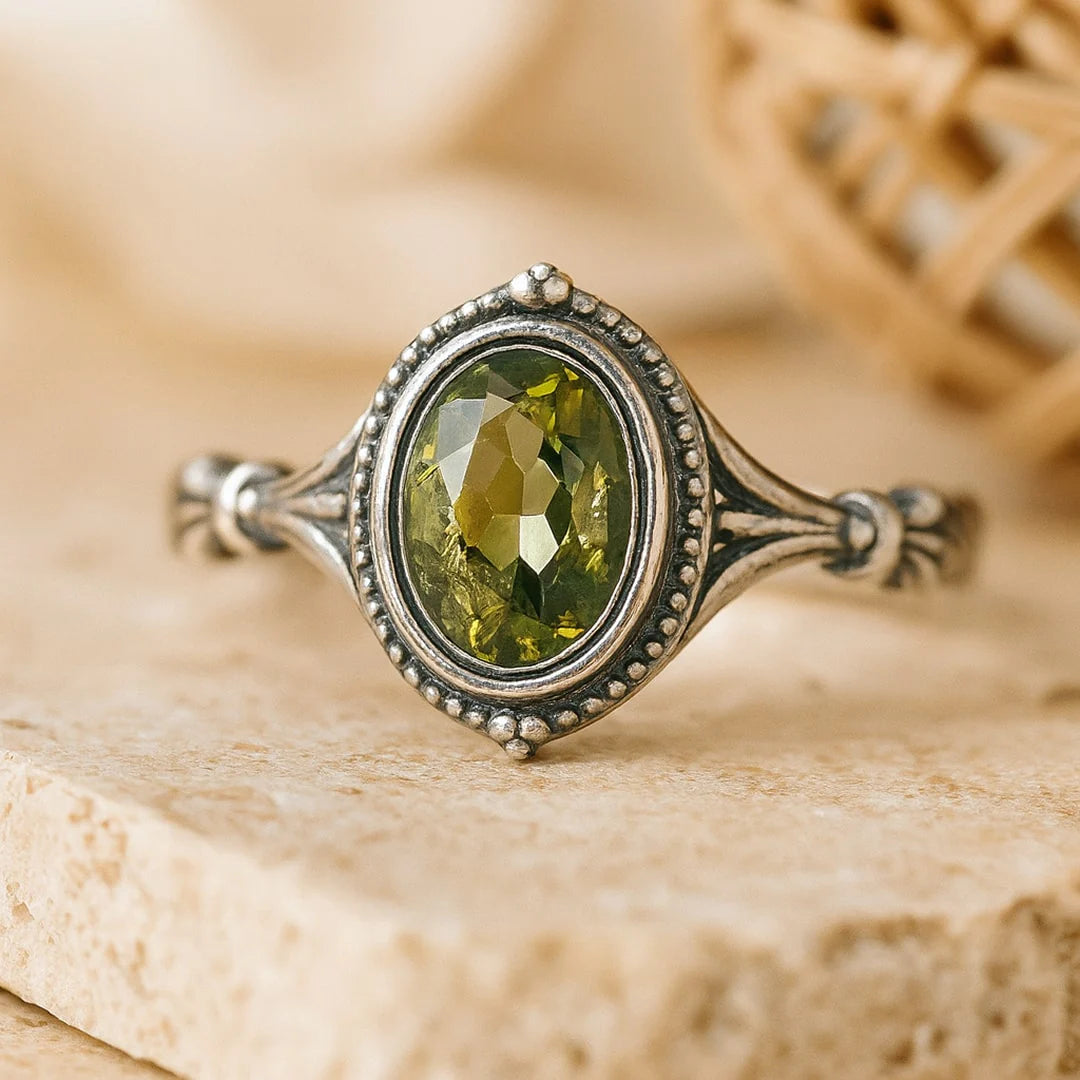Bague en Péridot & Argent - Clarté Intérieure