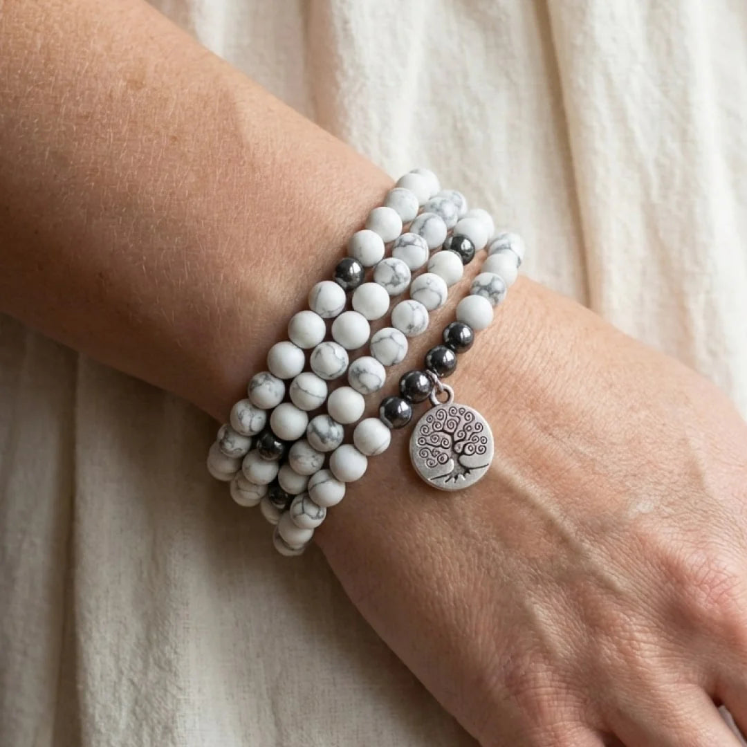 Bracelet Mala en Howlite - Équilibre au Féminin