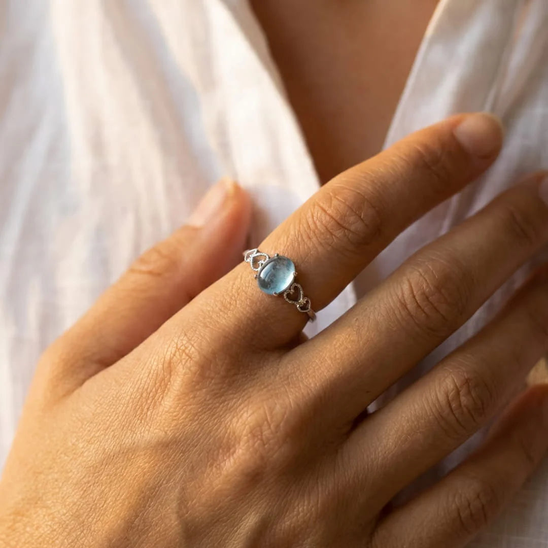 Bague Ajustable en Aigue-Marine - Joyau des Mers