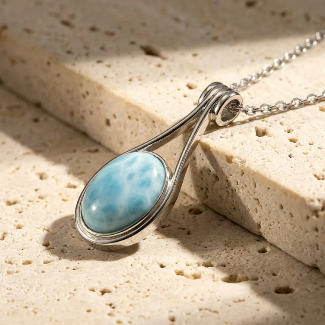 Pendentif en Larimar et Argent -  Reflet de Quiétude