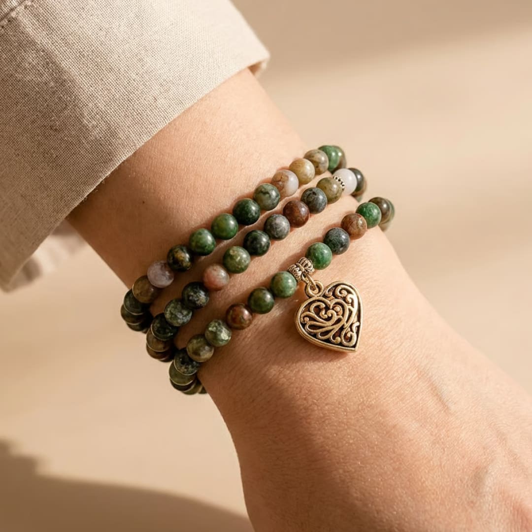 Bracelet Mala en Agate Indienne - Clarté Énergétique