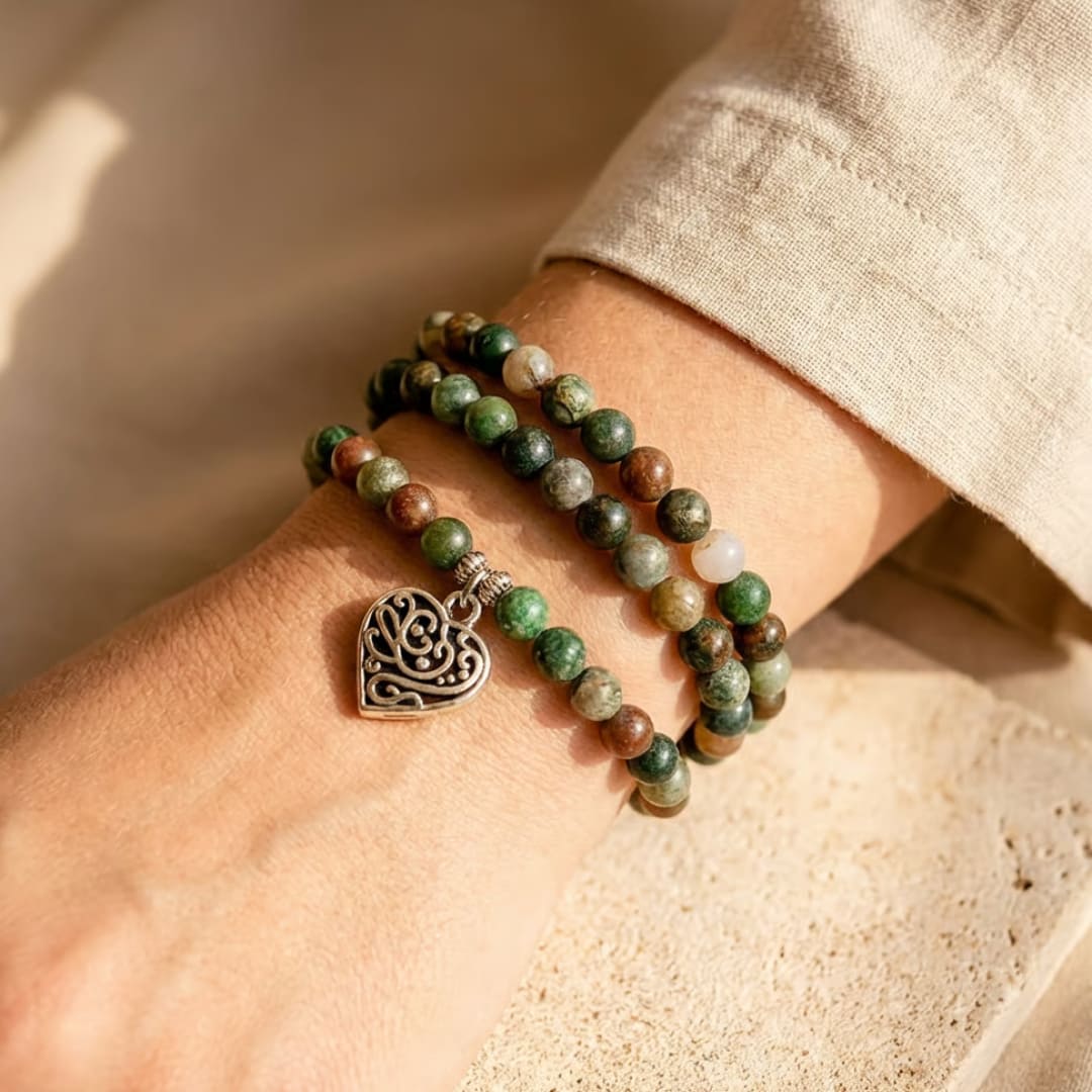 Bracelet Mala en Agate Indienne - Clarté Énergétique