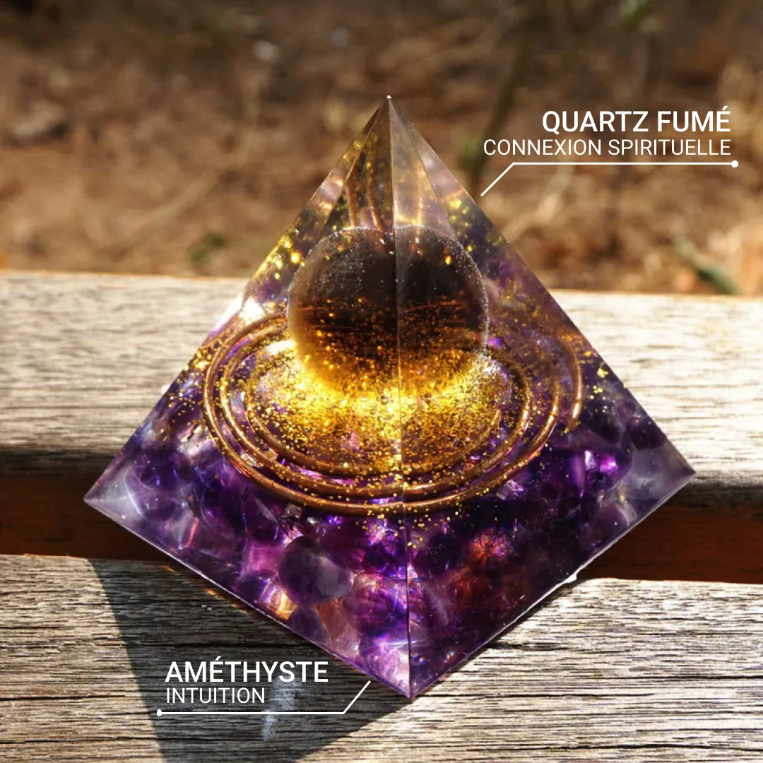 Orgonite en Améthyste & Quartz Fumé - Lâcher-Prise