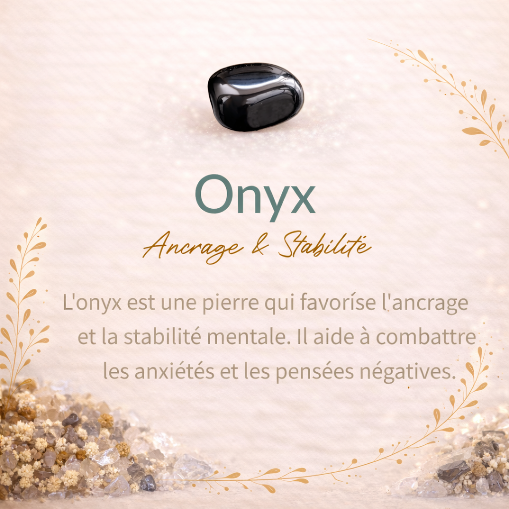 Bague Ajustable en Onyx Noir - Equilibre Absolu