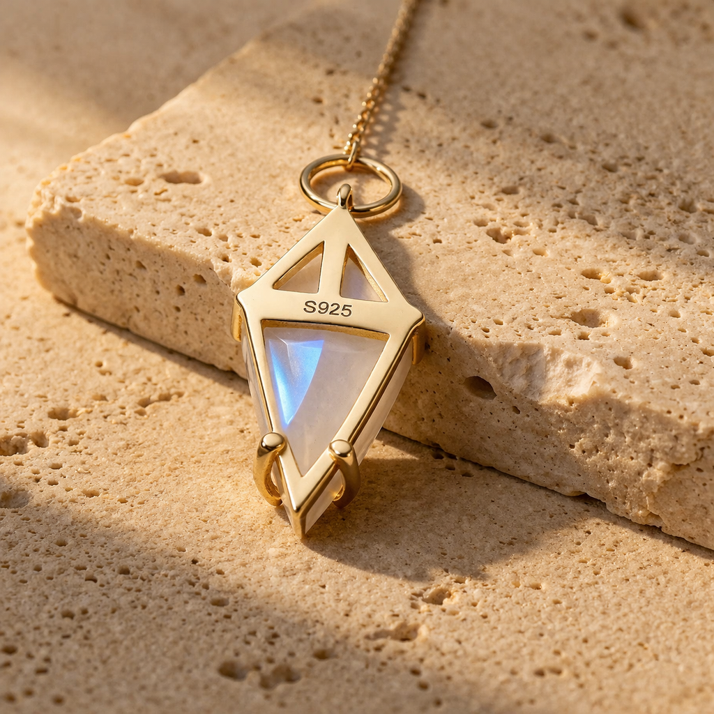 Collier et son Pendentif en Pierre de Lune - Pointe d’Équilibre