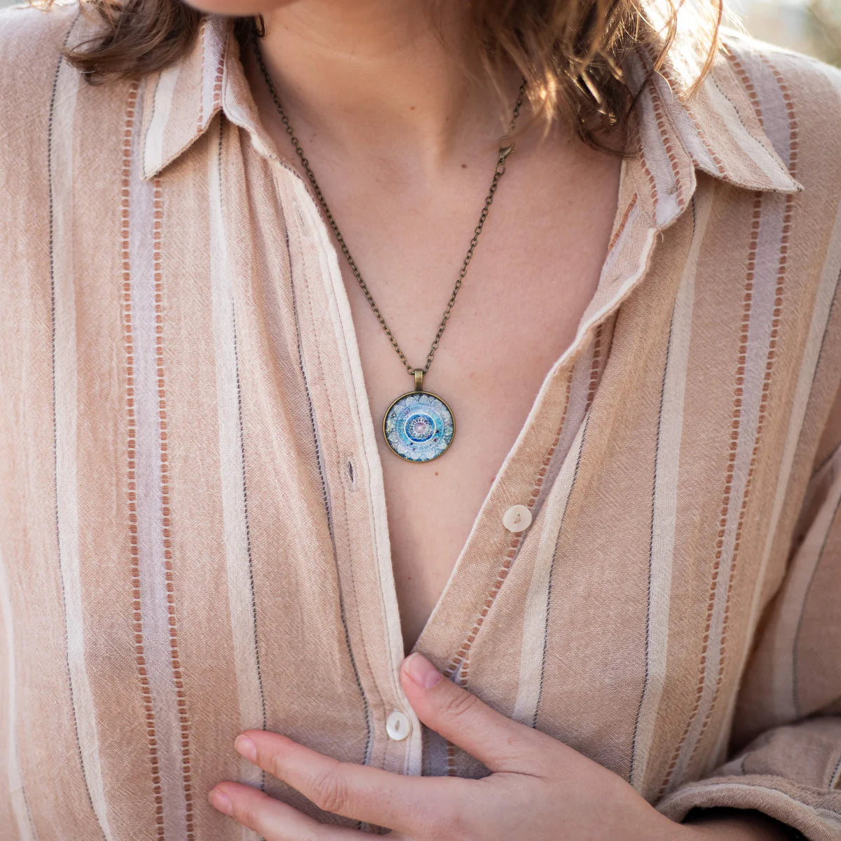 Collier Pendentif Mandala - "Blue Kaleido"