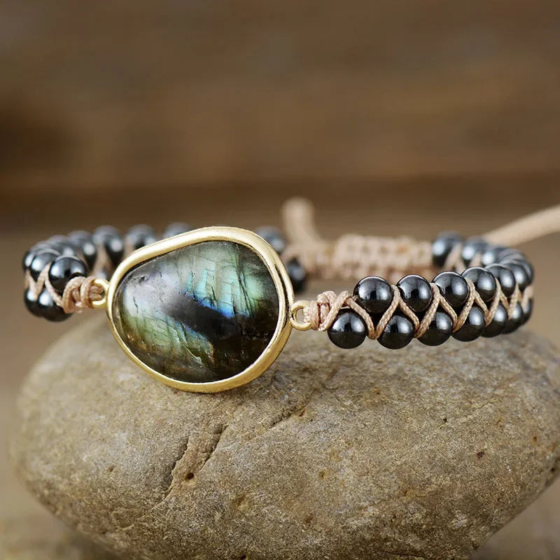 Bracelet en Labradorite & Hématite - Oeil Céleste
