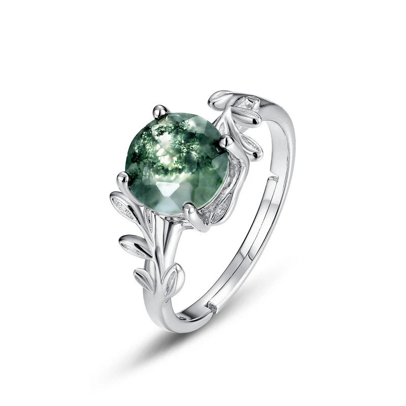 Bague en Agate Mousse & Argent - Conscience Végétale