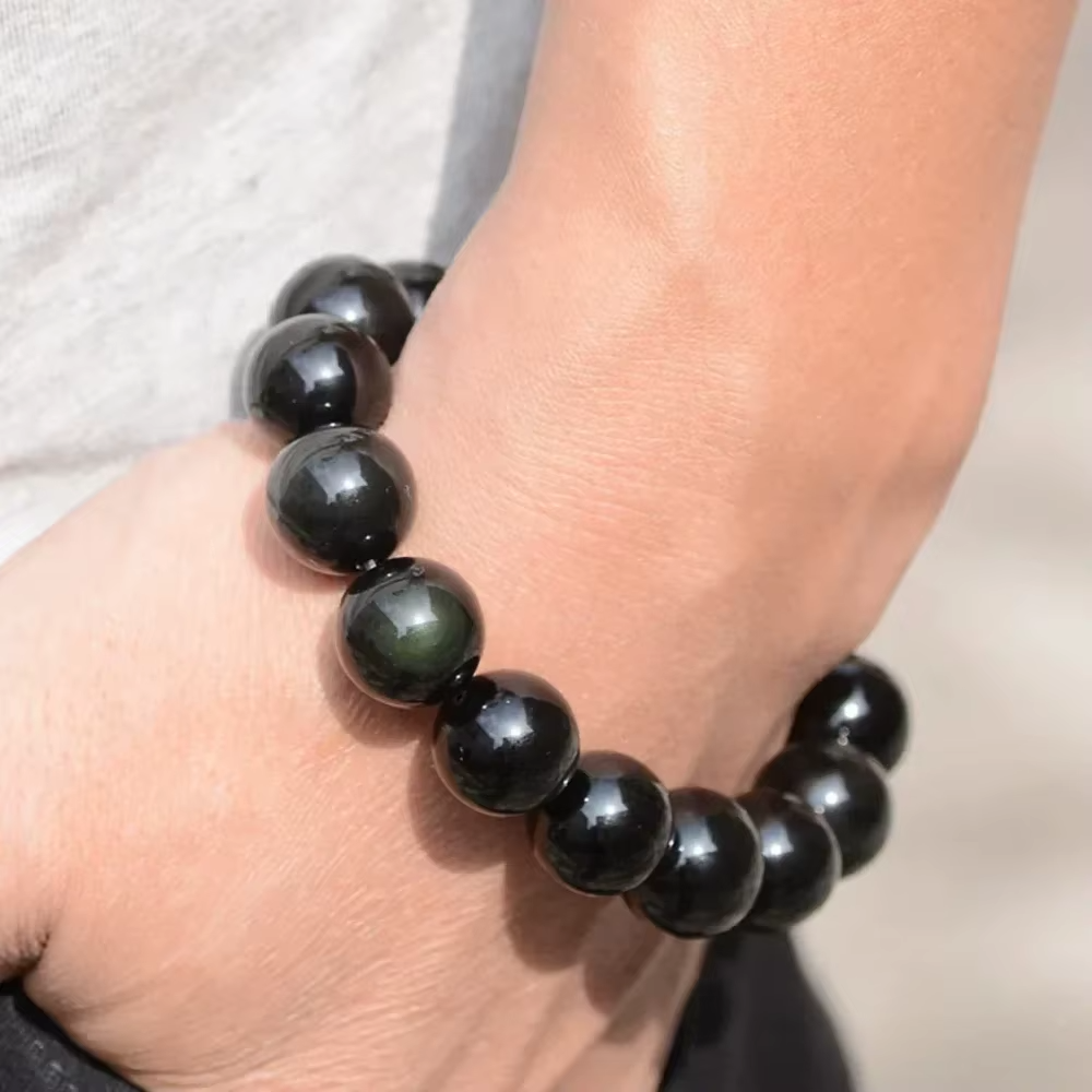 Bracelet "Chemin Sacré" en Obsidienne Œil Céleste